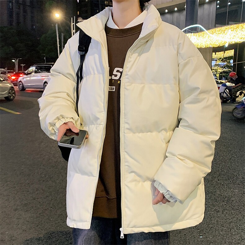 新款PU皮棉衣男士外套宽松冬装加厚港风学生帅气面包服M6689-P100图片