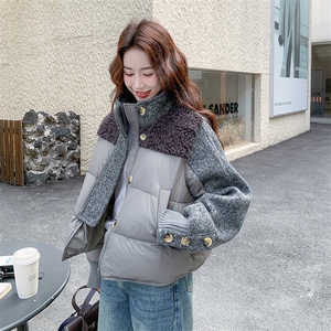 新款!现货!90白鸭绒羊羔毛拼接羽绒服6933-P255-K388图片