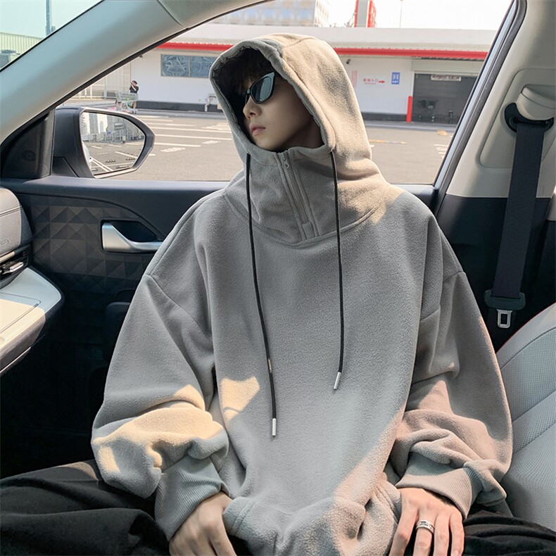 8XL-M大码摇粒绒卫衣套头连帽半拉链宽松美式复古外套WY9103/P68,女装短外套,电商B238
