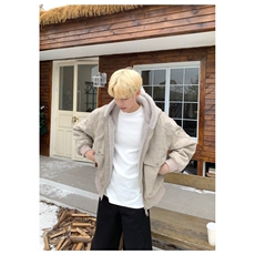 网络图现货潮牌卡其色加厚男女工装风连帽宽松棉袄J8184-P100，男装工装外套，星座715-7
