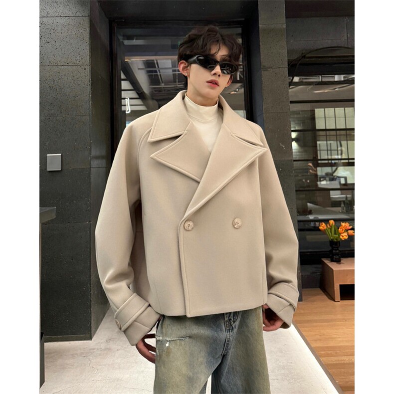 加棉加厚毛呢大衣宽松显瘦外套潮504-F31-P85控128(加棉P95控138),男装毛呢大衣,星座504