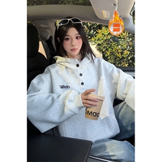 连帽卫衣情侣款美式百搭刺绣上衣秋冬加绒外套3635-特P58加绒P65，女装短外套，电商B295
