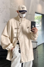1美式复古飞机扣可拆卸胸针PU皮大码M-5XL夹克男JK77768P105控148，男装夹克，星座226-2