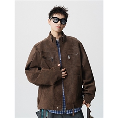 可二开雾霾扎染面料大码M-5XL工装拉链皮衣夹克男JK78100P90控128，男装皮衣，星座227-7