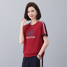 2025夏季新款简约时尚气质宽松休闲舒适印花上衣，女装卫衣/绒衫，独衣靓