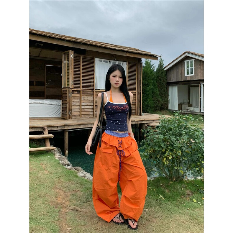 ZHLStudio美式辣妹嘻哈街舞拼接撞色多巴胺速干裤宽松阔腿休闲裤,男装休闲裤,星座1210-1