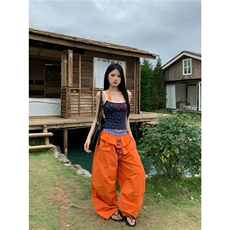 ZHLStudio美式辣妹嘻哈街舞拼接撞色多巴胺速干裤宽松阔腿休闲裤，男装休闲裤，星座1210-1