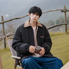 2025羽绒棉服刺绣潮牌潮流ins日系港风宽松美式痞帅重磅M878-TP68，男装棉衣，电商A170
