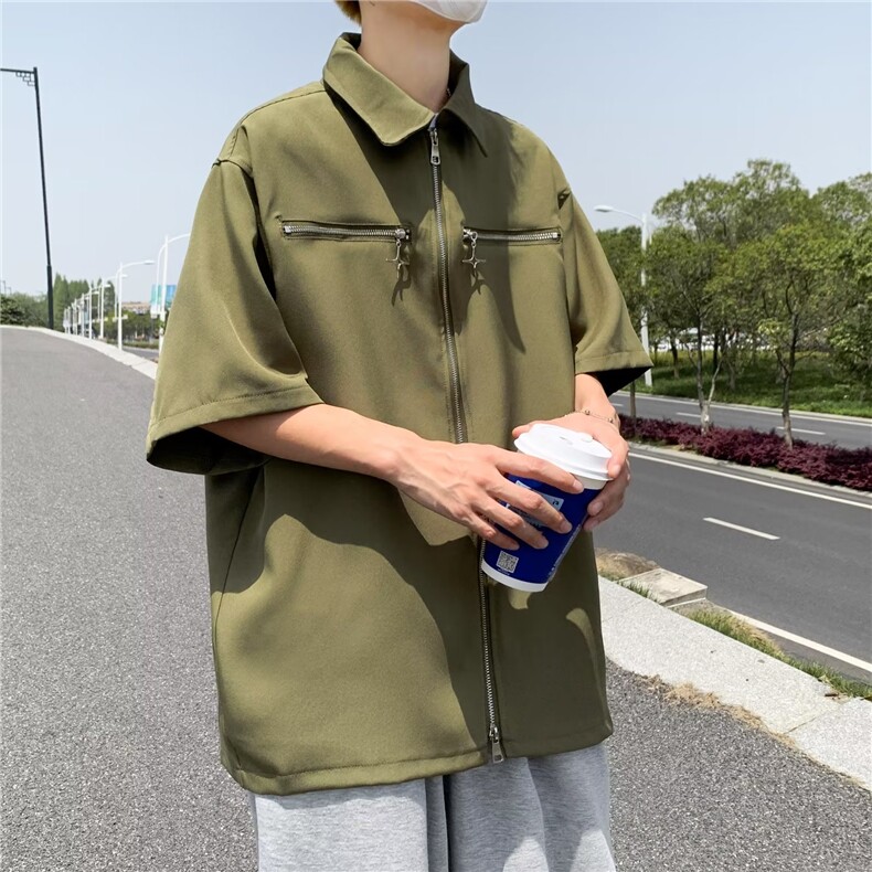 慵懒夏季ins潮流日常标准新款潮青春流行男百搭文艺衬衫五分袖,男装T恤,星座506A