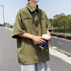 慵懒夏季ins潮流日常标准新款潮青春流行男百搭文艺衬衫五分袖，男装T恤，星座506A