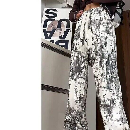 秋季男女情侣扎染裤子美式宽松潮牌休闲裤男生直筒运动长裤子,男装休闲裤,星座506A