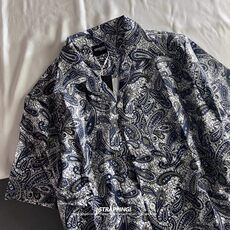 夏季腰果花古巴领短袖花衬衫男女夏威夷宽松慵懒情侣衬衣CS412p28，男装衬衫，星座302B