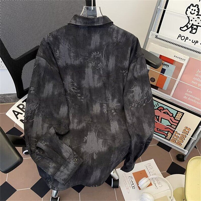 衬衫男春秋季港风复古灯芯绒外套高级感潮牌休闲上衣服6064P45,男装衬衫,星座410-2