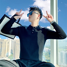 AM60-P58控78/秋季社会小伙提花肌理内搭保暖polo毛衫毛衣男白首，男装针织衫/毛衣，星座305B-1