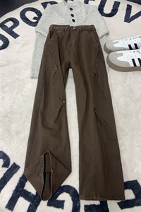 B221 美式ins高街斜切宽松直筒洗褪工装牛仔裤 LK25610-特P48控88图片