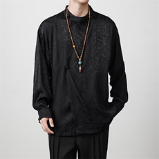 秋季新品（八旗都统）新中式潮丝绸圆领改良唐装盘扣外套30513，男装民族服装，星座305A（原312A-1）
