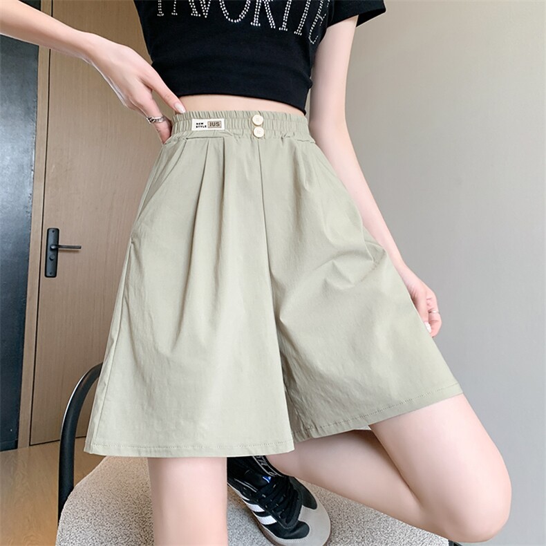 冰丝短裤女夏季2024新款高腰宽松五分棉麻运动山本休闲裤子，女装短裤/热裤，梦白服饰厂