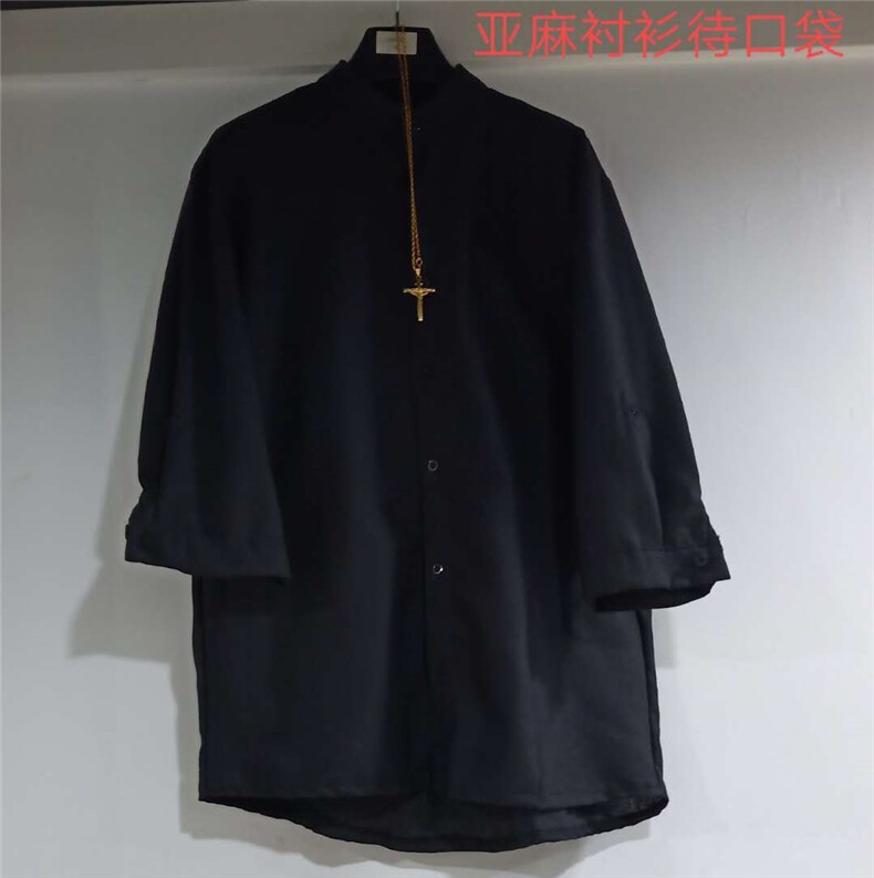 男士七分袖衬衫新款春季休闲衬衣宽松胖子港风加肥大码潮流外套,男装衬衫,星座1804