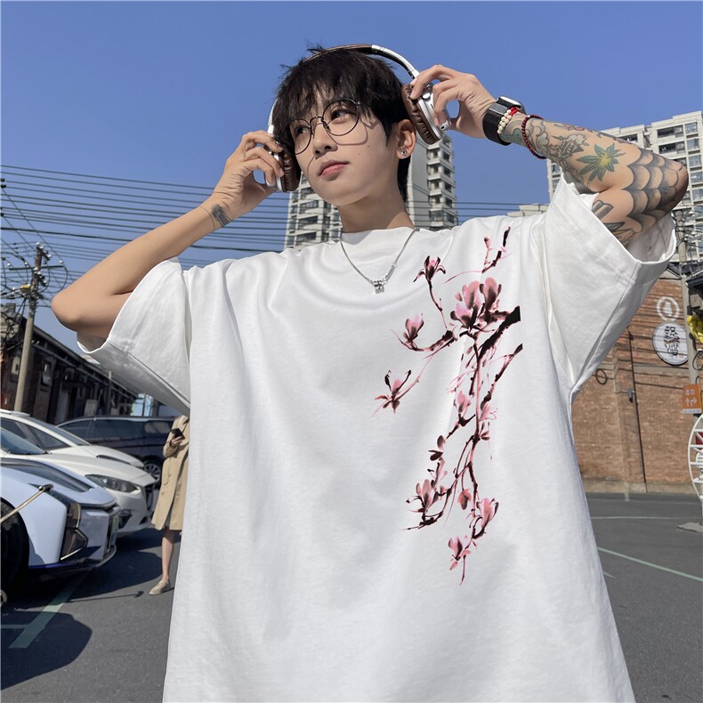 抖音品质直播得物风新中式印花短袖T恤dcm296-特批20控38,男装T恤,星座605(原A050)