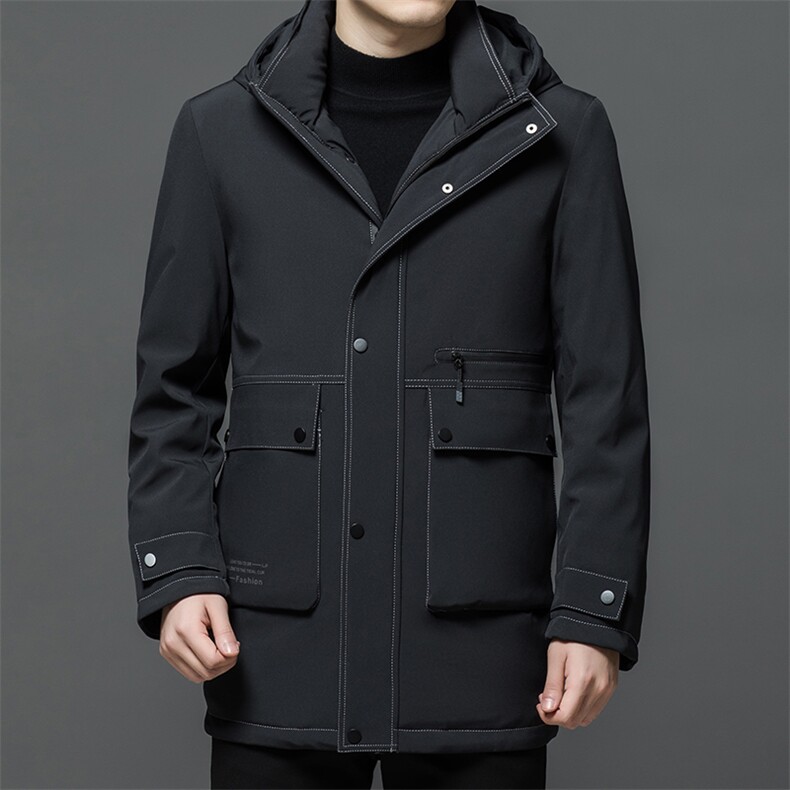 冬季新款男士加厚保暖中长款羽绒服中年宽松休闲爸爸装连帽外套,男装羽绒服,电商B212（原钱塘6029）