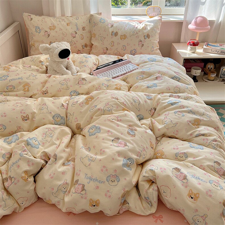 冬季新款13372全棉印花四件套-卡通系列,女装床品套件,一起卖家纺