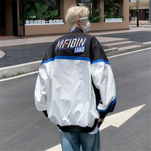 A665-P72 美式高街ins潮牌赛车服春秋棒球服外套男宽松机车夹克图片