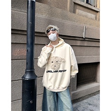 新款毛绒小狗连帽卫衣潮牌宽松休闲百搭时尚卫衣，男装卫衣，星座410-7