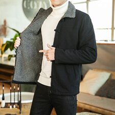 冬季风复古盘扣羊羔毛棉衣大码棉麻加厚夹克6005-J，男装棉衣，星座1112-5（原712-5）