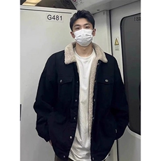 现货加绒牛仔棉服男冬季棉衣外套羊羔绒翻领夹克毛领MY1089-P110，男装夹克，星座1103-3
