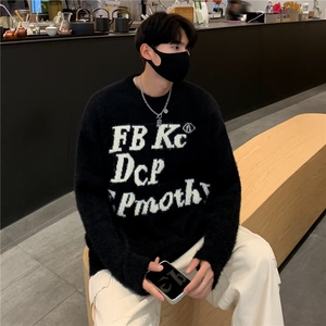 美式潮牌字母毛衣男女秋冬新款高街宽松bf慵懒风针织衫MZ179-P55图片