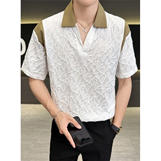 撞色拼接夏季立体免熨斗套头POLO衫CA619，男装Polo衫，星座1116A-2（原606A-1）