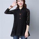 长袖纯色镂空修身韩版百搭甜美时尚2021年春季蕾丝衫/雪纺衫，女装蕾丝衫/雪纺衫，丽影随形