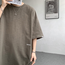 8XL-M特大码短袖重磅T恤男美式复古竹节棉五分袖上衣DX326P45，男装T恤，电商D206-1