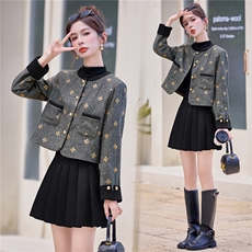 现货小香风套装女2025年新款流行减龄漂亮时尚洋气百褶半裙套装，女装套装/套裙，兰菲阁