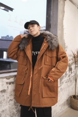 20年冬季中长款休闲宽松大毛领羊羔毛棉衣外套DS-B293-M520-P195，男装棉衣，电商A306