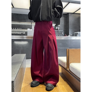 高品质西装裤男高级感痞帅宽松韩版西裤弯刀裤松紧带休闲裤子 P50图片