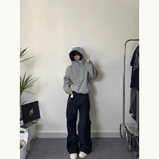 抖音得物高品质二开26春装美式高街重磅结构高领连帽卫衣外套W62，女装短外套，电商A486-1