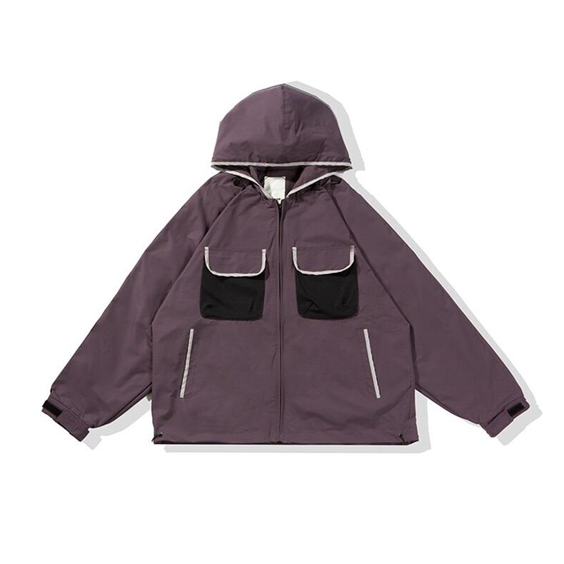 南夏乔装2025春季新款日系立体口袋冲锋衣连帽夹克复古工装外套男，男装夹克，电商S006（B521）