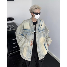 美式水洗牛仔外套男款春秋季小众设计感翻领vibe夹克上衣JW049，男装夹克，星座1116A-1（原606A）