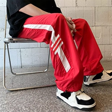 美式复古机能冲锋裤男ins潮高街小众条纹宽松休闲运动裤CK25-P38，男装休闲裤，星座1008