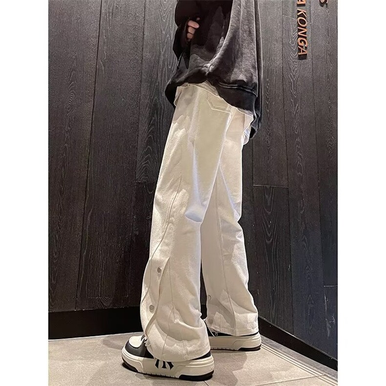 美式高街牛仔裤男士韩版潮流排扣帅气2024秋冬ins长裤RK2139-P56,男装牛仔裤,星座412-2