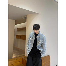 【有货】cleanfit黄泥色毛边牛仔外套男款美式高街夹克CT01LL-P65，男装夹克，星座1007（原301D）