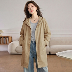 2026春装新款简约时尚休闲中长款风衣女装外套，女装短外套，阿丹