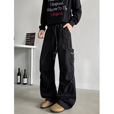 磨白美式褶皱牛仔裤男女cleanfit潮大口袋宽松工装裤子RK3064-P45，男装牛仔裤，星座412-3