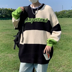 秋季设计感学院风情侣毛线衣潮牌复古圆领针织衫毛衣男M944-P41，男装针织衫/毛衣，星座512-2