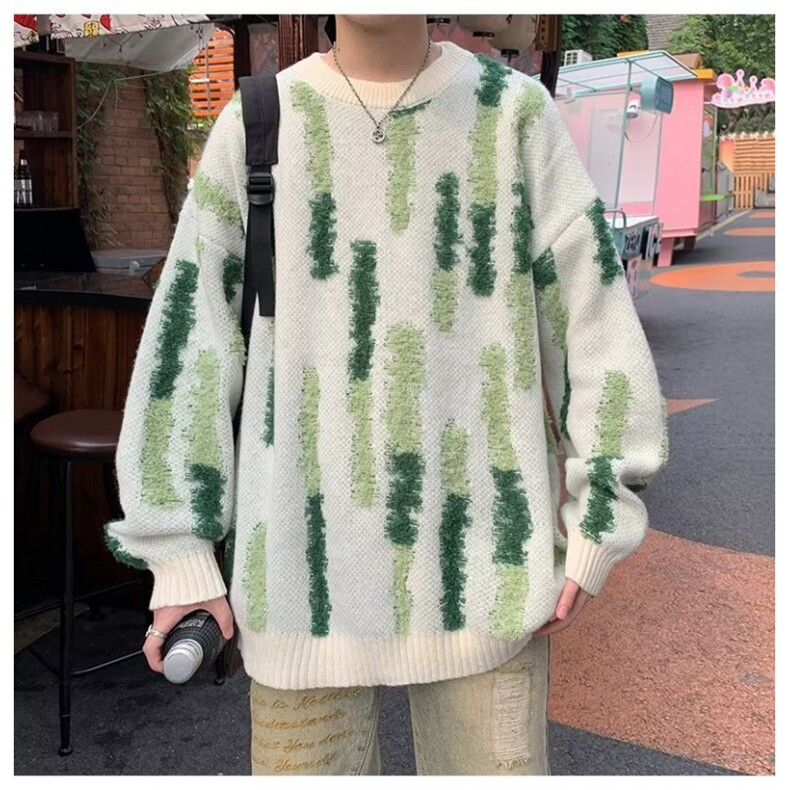 植绒提花情侣毛衣秋季ins美式潮流套头针织衫宽松慵懒风情侣外套,男装针织衫/毛衣,星座1013