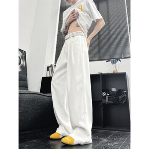 美式高级感褶皱西裤男cleanfit宽松冰丝阔腿垂感休闲裤XK463-P45图片