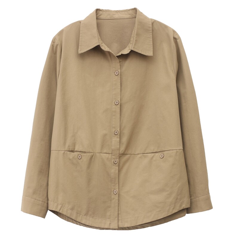 纯色衬衫女春秋2025年新款时尚宽松长袖上衣中年妈妈休闲衬衣外套，女装衬衫，雪樱依海