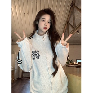 EE128-P70 卫衣男女情侣装薄款2024宽松拉链开衫外套连帽韩版上衣图片