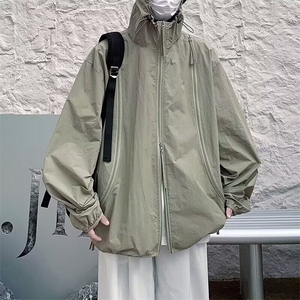 F16山系户外露营多口袋冲锋衣外套男宽松抽绳双拉链机能工装夹克图片